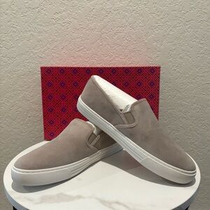Tory Burch Jesse Grey Slip-On Sneakers Shoes Size 10.5 NWT